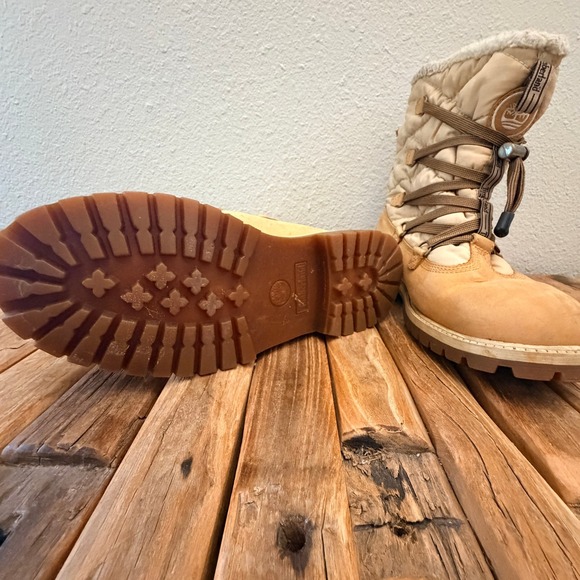 Timberland Mount Hope Wheat Quilted Winter Boots Mens 6 Fleece Lined 72906